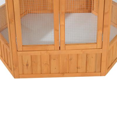 Show full view: PawHut Large Bird Cage Aviary with Handle & Wheels, Brown, 59 x 59 x 69.75-in slide 9 of 9