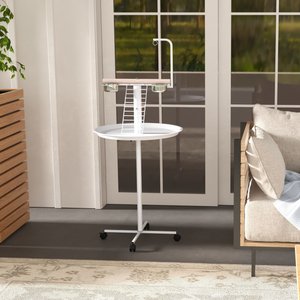 PawHut Portable Bird Play Stand, White, 23.5 x 23.5 x 54.25-in