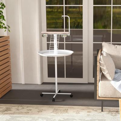 Show full view: PawHut Portable Bird Play Stand, White, 23.5 x 23.5 x 54.25-in slide 8 of 10