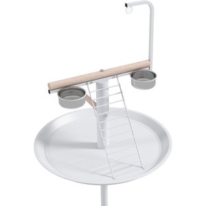 PawHut Portable Bird Play Stand, White, 23.5 x 23.5 x 54.25-in