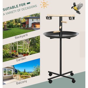 PawHut Portable Bird Play Stand, Grey, 23.5 x 23.5 x 43.75-in