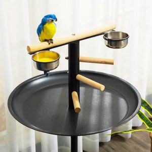 PawHut Portable Bird Play Stand, Grey, 23.5 x 23.5 x 43.75-in