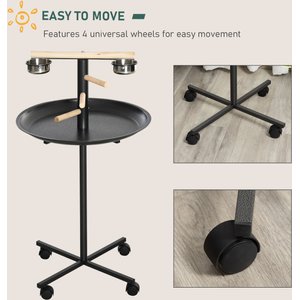 PawHut Portable Bird Play Stand, Grey, 23.5 x 23.5 x 43.75-in