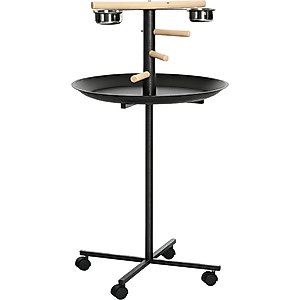 PawHut Portable Bird Play Stand, Grey, 23.5 x 23.5 x 43.75-in