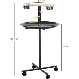 PawHut Portable Bird Play Stand, Grey, 23.5 x 23.5 x 43.75-in