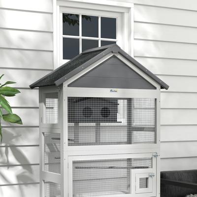 Show full view: PawHut Metal Bird Cage with Removable Tray, Gray, 36.2 x 20.5 x 67.3-in slide 9 of 9