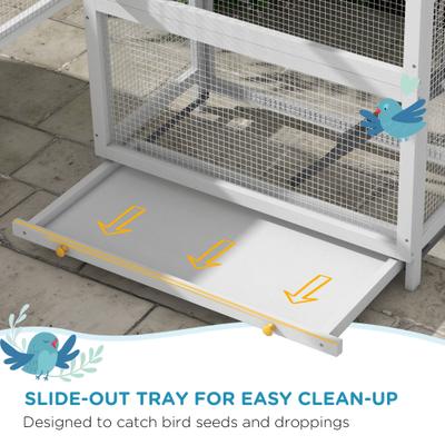 Show full view: PawHut Metal Bird Cage with Removable Tray, Gray, 36.2 x 20.5 x 67.3-in slide 4 of 9