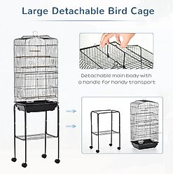 PawHut Metal Bird Cage with Removable Tray, Black, 18.25 x 14.25 x 61.75-in slide 2 of 9