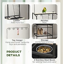PawHut Bird Stand with Wheels, Gray, 24.6 x 24.6 x 61-in slide 2 of 9