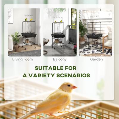 Show full view: PawHut Bird Stand with Wheels, Gray, 24.6 x 24.6 x 61-in slide 4 of 9