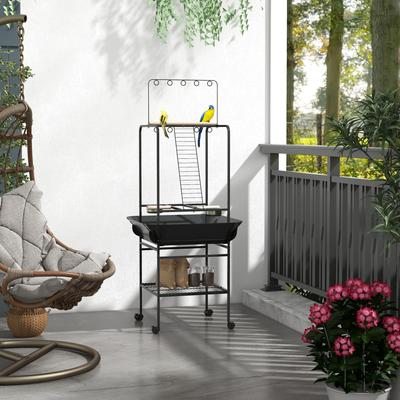 Show full view: PawHut Bird Stand with Wheels, Gray, 24.6 x 24.6 x 61-in slide 2 of 9