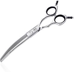 HASHIMOTO Curved Thinning Dog & Cat Grooming Shears, Silver, 7.0-in