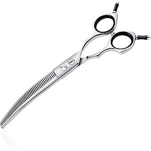 HASHIMOTO Curved Thinning Dog & Cat Grooming Shears, Silver, 7.0-in