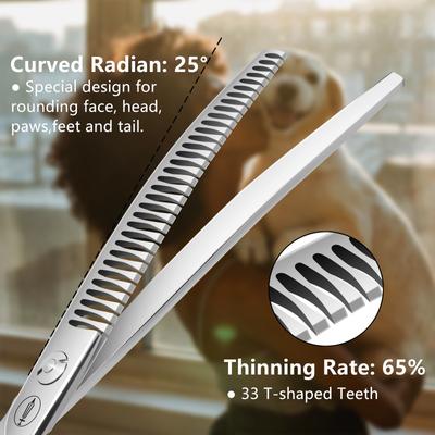 Show full view: HASHIMOTO Curved Chunkers Dog & Cat Grooming Shears, Silver, 7.0-in slide 4 of 6