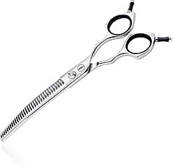 HASHIMOTO Curved Chunkers Dog & Cat Grooming Shears, Silver, 7.0-in