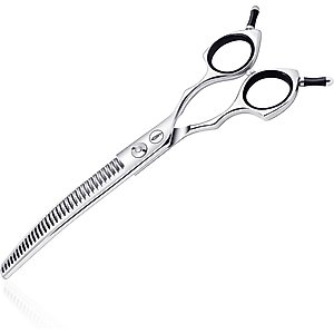 HASHIMOTO Curved Chunkers Dog & Cat Grooming Shears, Silver, 7.0-in
