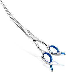 HASHIMOTO Curved Dog & Cat Grooming Scissors, Silver, 7.5-in
