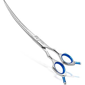 HASHIMOTO Curved Dog & Cat Grooming Scissors, Silver, 7.5-in