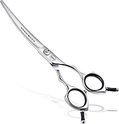 HASHIMOTO Curved Dog & Cat Grooming Scissors, Silver, 6.5-in