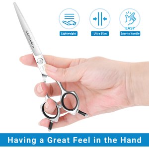 HASHIMOTO Curved Dog & Cat Grooming Scissors, Silver, 6.5-in