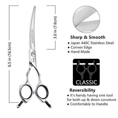 Show full view: HASHIMOTO Curved Dog & Cat Grooming Scissors, Silver, 6.5-in slide 2 of 7