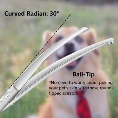 Show full view: HASHIMOTO Curved Dog & Cat Grooming Scissors with Safety Round Tips, Silver, 6.5-in slide 3 of 5