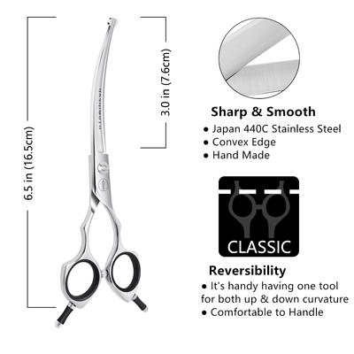 Show full view: HASHIMOTO Curved Dog & Cat Grooming Scissors with Safety Round Tips, Silver, 6.5-in slide 2 of 5