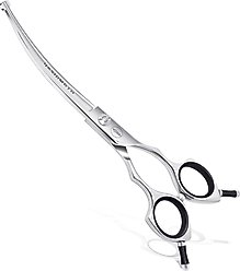 HASHIMOTO Curved Dog & Cat Grooming Scissors with Safety Round Tips, Silver, 6.5-in