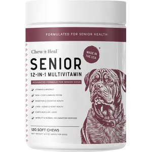 Chew + Heal Senior 12-In-1 Advanced Multivitamin Soft Chews Supplement for Senior Dogs, 120 count