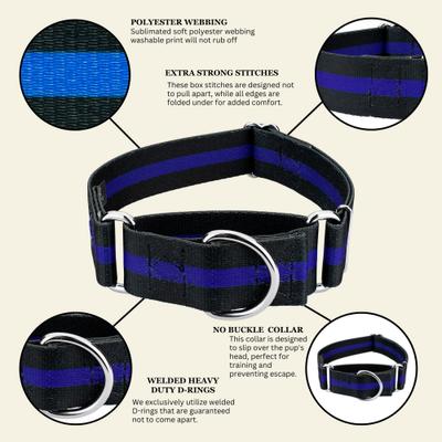 Show full view: Country Brook Petz HossFit Jr Thin Blue Line Wide Martingale Dog Collar, Large slide 7 of 9