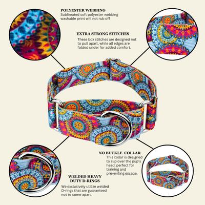 Show full view: Country Brook Petz HossFit Jr Sky Manadala Wide Martingale Dog Collar, Blue, X-Large: 23 to 31-in neck, 1.5-in wide slide 9 of 9