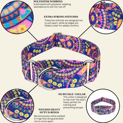 Country Brook Petz HossFit Jr Boho Mandala Wide Martingale Dog Collar, Blue, Medium: 15 to 21-in neck, 1.5-in wide slide 2 of 9