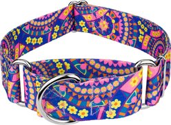 Country Brook Petz HossFit Jr Boho Mandala Wide Martingale Dog Collar, Blue, Medium: 15 to 21-in neck, 1.5-in wide