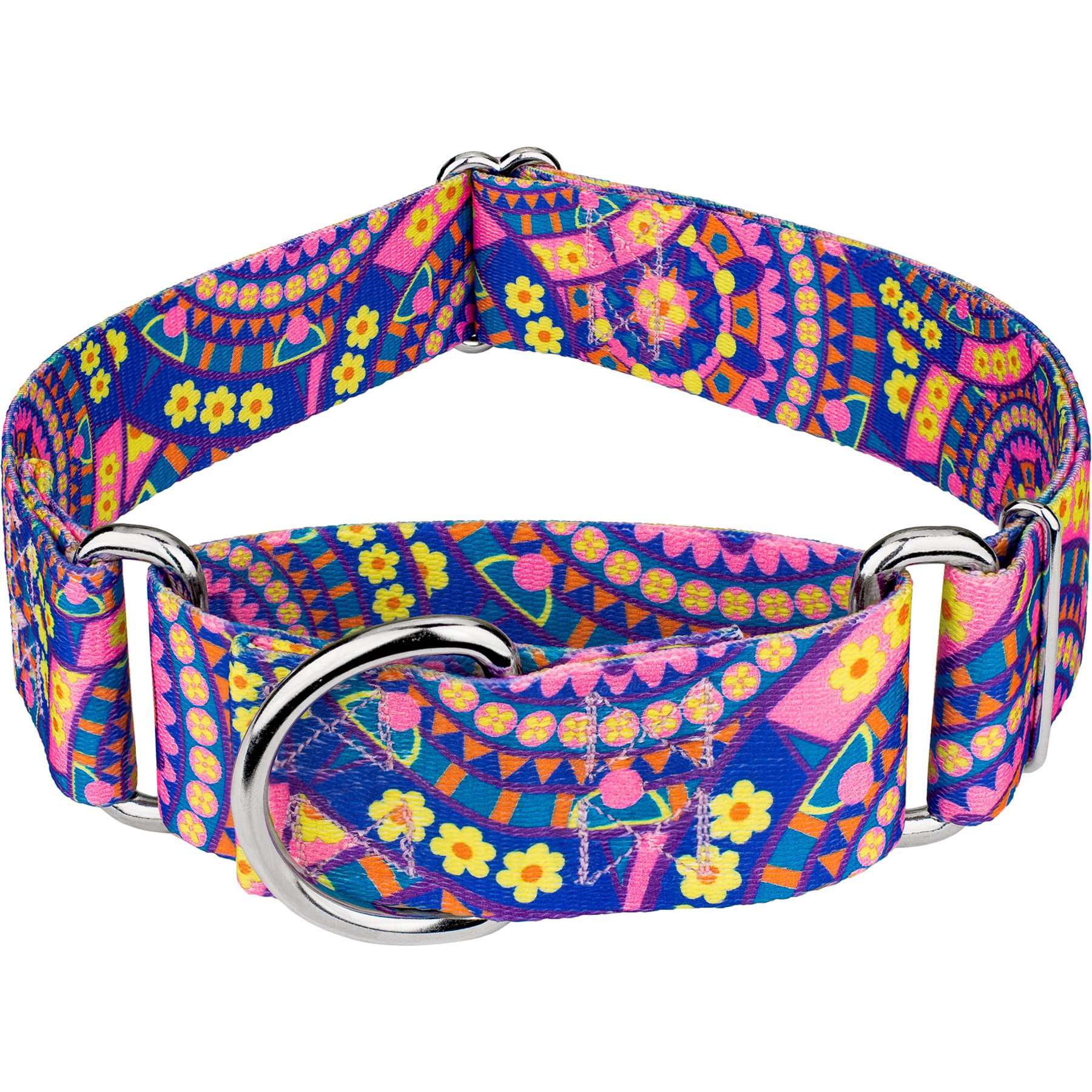 Country Brook Petz HossFit Jr Boho Mandala Wide Martingale Dog Collar, Blue, Large: 18 to 26-in neck, 1.5-in wide