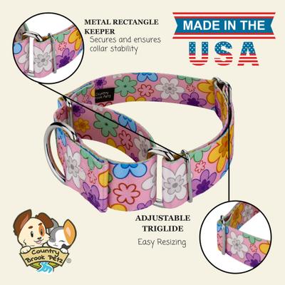 Show full view: Country Brook Petz HossFit Jr May Flowers Wide Martingale Dog Collar, Medium slide 2 of 9