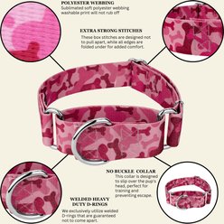 Country Brook Petz HossFit Jr Woodland Bone Camo Wide Martingale Dog Collar, Medium, Pink slide 2 of 8