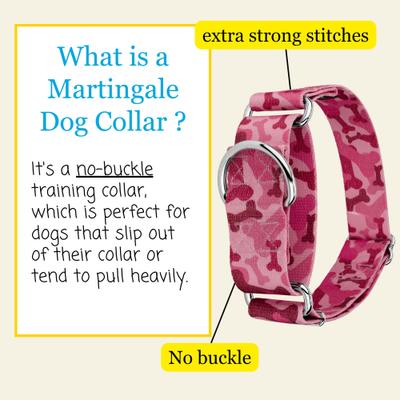 Show full view: Country Brook Petz HossFit Jr Woodland Bone Camo Wide Martingale Dog Collar, Medium, Pink slide 3 of 8