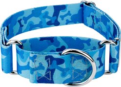 Country Brook Petz HossFit Jr Woodland Bone Camo Wide Martingale Dog Collar, Large, Blue