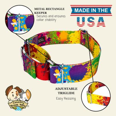 Show full view: Country Brook Petz HossFit Jr Paint Splatter Wide Martingale Dog Collar, Medium slide 7 of 8