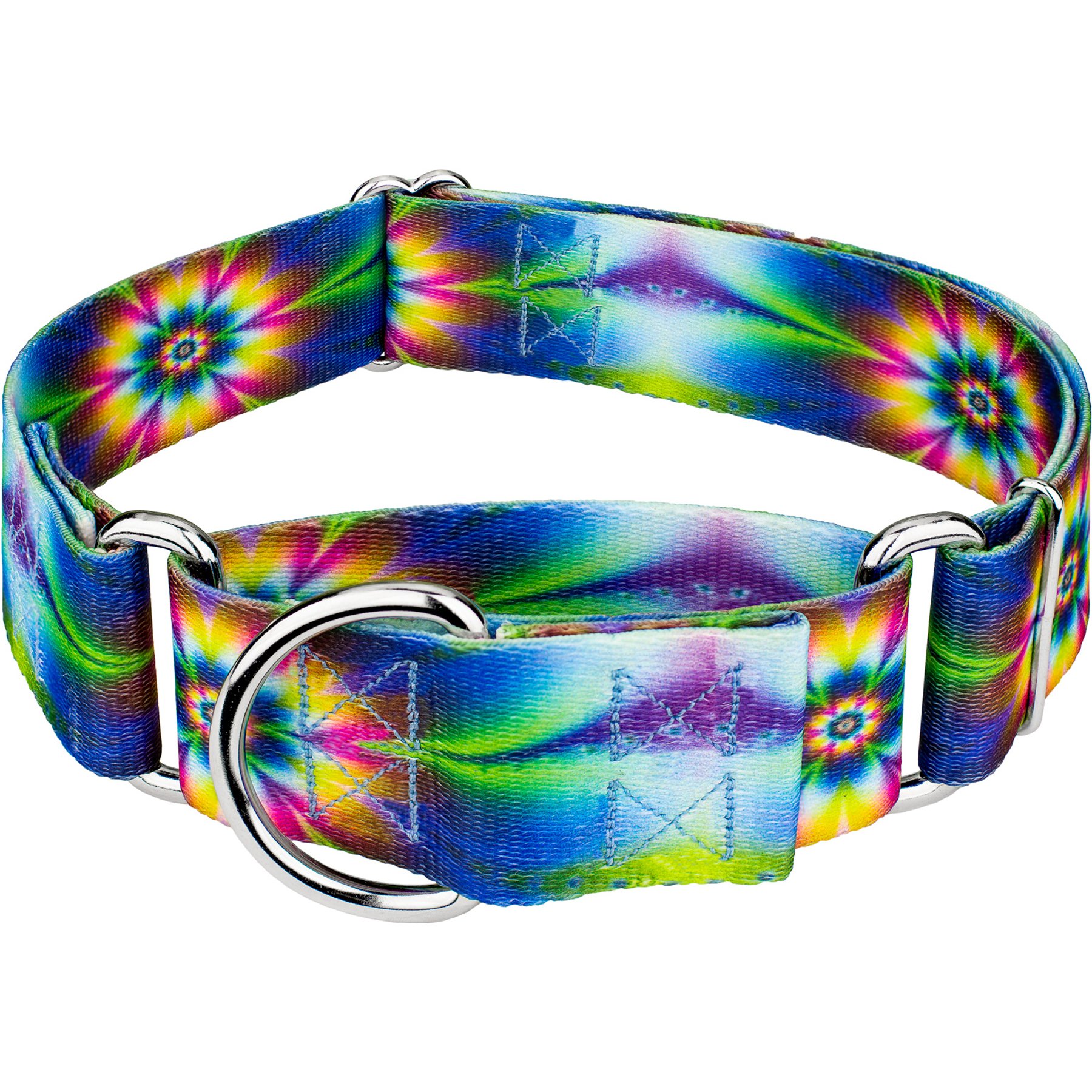 Country Brook Petz HossFit Jr Tie Dye Flowers Wide Martingale Dog Collar, Multi-Colored, X-Large: 23 to 31-in neck, 1.5-in wide