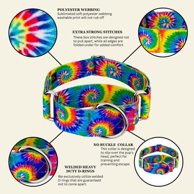 Show full view: Country Brook Petz HossFit Jr Classic Tie Dye Wide Martingale Dog Collar, Large slide 8 of 9