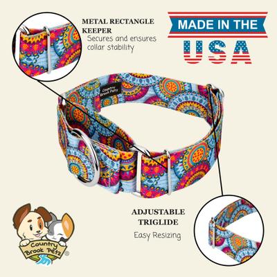 Show full view: Country Brook Petz HossFit Jr Sky Manadala Wide Martingale Dog Collar, Blue, X-Large: 23 to 31-in neck, 1.5-in wide slide 2 of 9