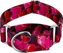 Country Brook Petz HossFit Jr Romantic Hearts Wide Martingale Dog Collar, Red, Large: 18 to 26-in neck, 1.5-in wide