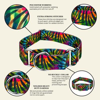 Show full view: Country Brook Petz HossFit Jr Tie Dye Stripes Wide Martingale Dog Collar, Large slide 9 of 9