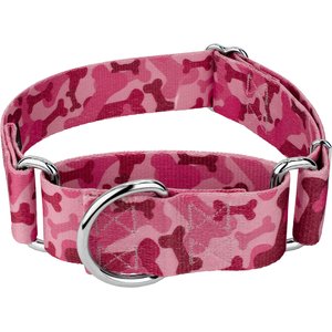 Country Brook Petz HossFit Jr Woodland Bone Camo Wide Martingale Dog Collar, Medium, Pink