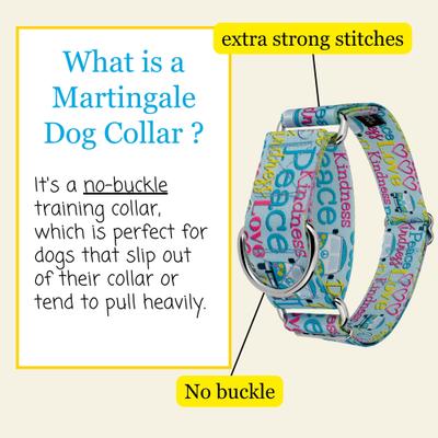 Show full view: Country Brook Petz HossFit Jr Love & Peace Wide Martingale Dog Collar, Blue, X-Large: 23 to 31-in neck, 1.5-in wide slide 3 of 8