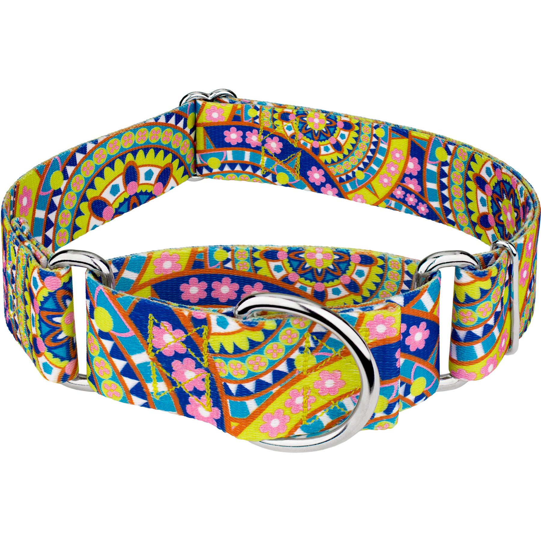 Country Brook Petz HossFit Jr Boho Mandala Wide Martingale Dog Collar, Yellow, Medium: 15 to 21-in neck, 1.5-in wide