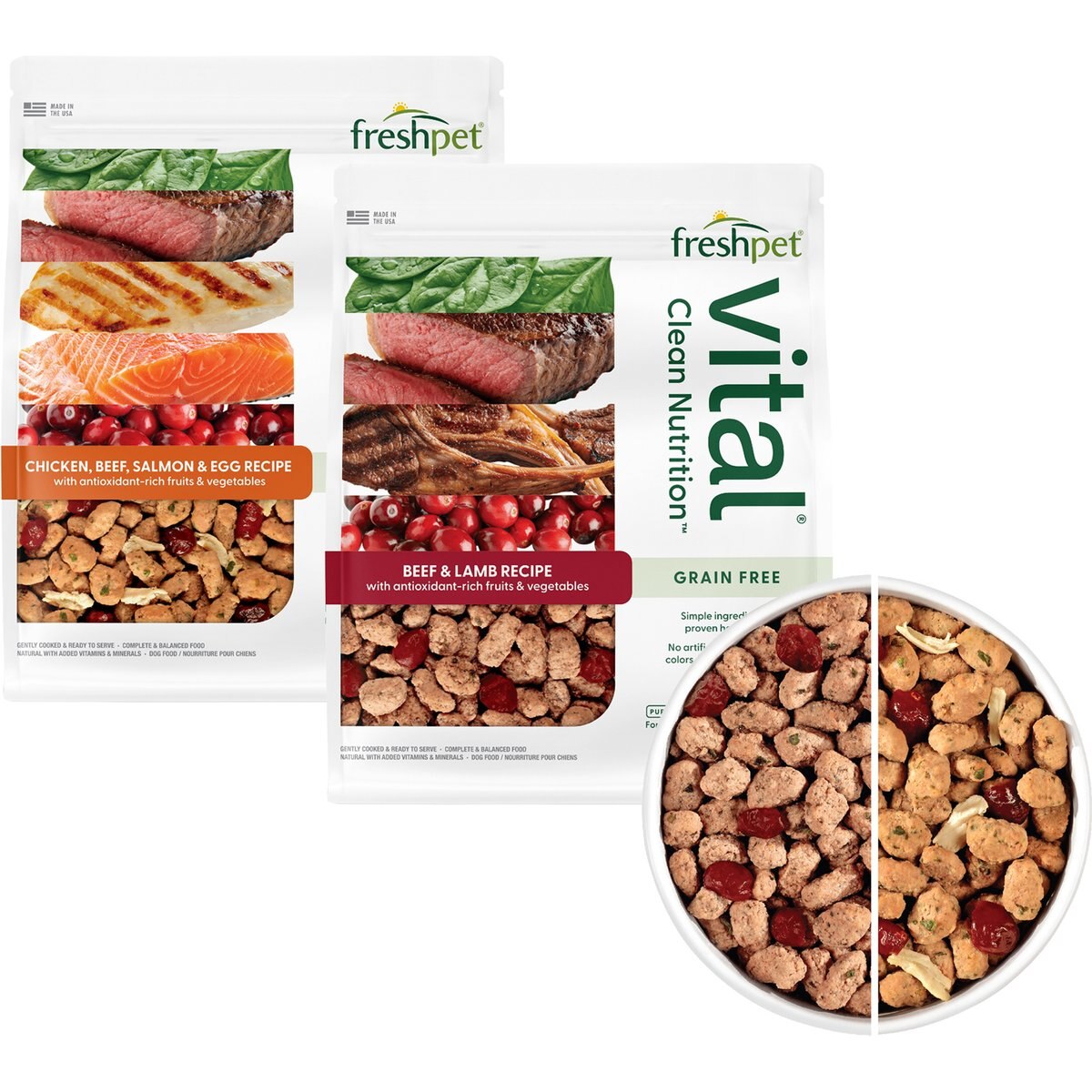 Variety Pack - Freshpet Vital Beef & Lamb, 5.5-lb bag + Multi Protein Fresh Dog Food, 5.5-lb bag