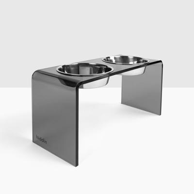 Show full view: Hiddin Tall Smoke Grey Elevated Dog Bowl Feeder, Silver, 6.5-cup slide 3 of 8