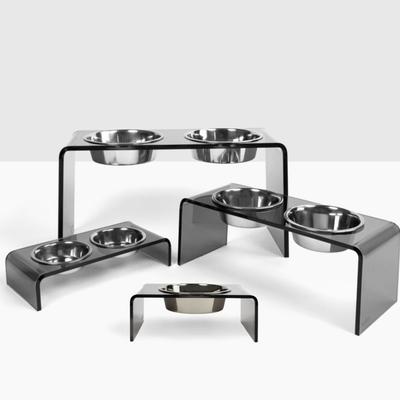 Show full view: Hiddin Tall Smoke Grey Elevated Dog Bowl Feeder, Silver, 6.5-cup slide 8 of 8